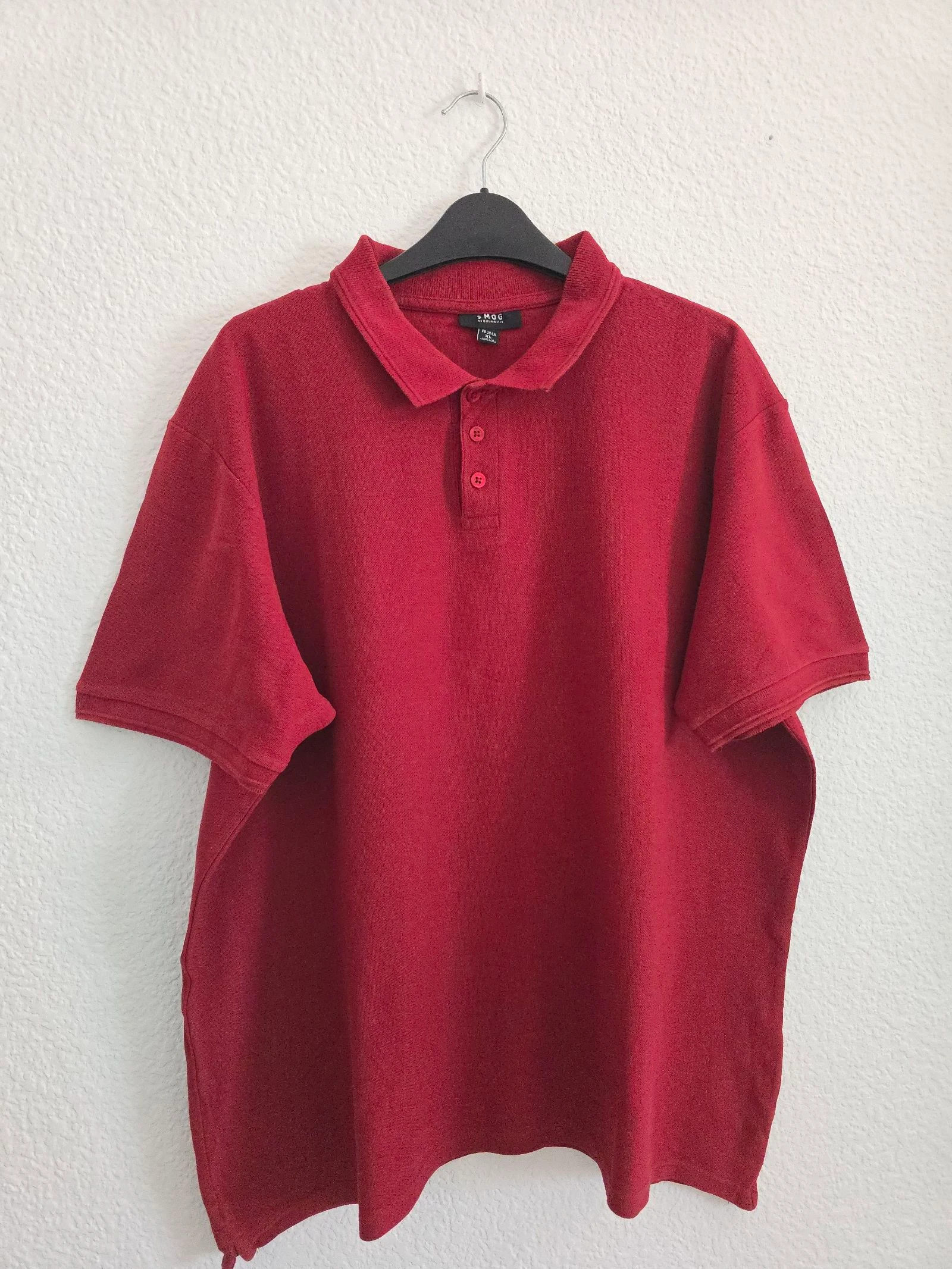 MOG Burgundy Polo Shirt Short Sleeve Cotton Casual Golf Vintage Oversized Men's XL